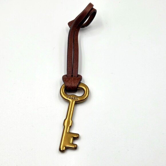 Fossil Brown Leather Gold Tone Purse Hanging Purse Key Fob Charm Replacement - Picture 3 of 3